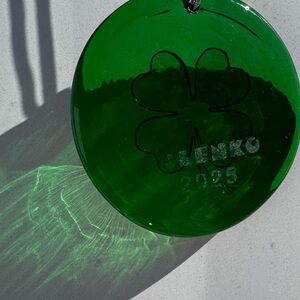 Blenko 2025 Dated Lucky Clover Suncatcher NWT Green Art Glass Four USA Made